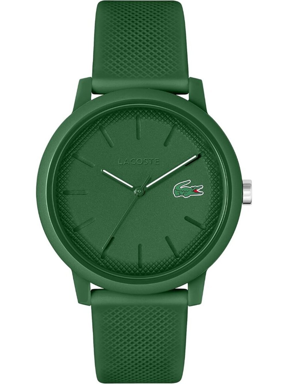 Men's Green Rubber Strap Analog Quartz TR90 Case Premium Sporty Round Watch